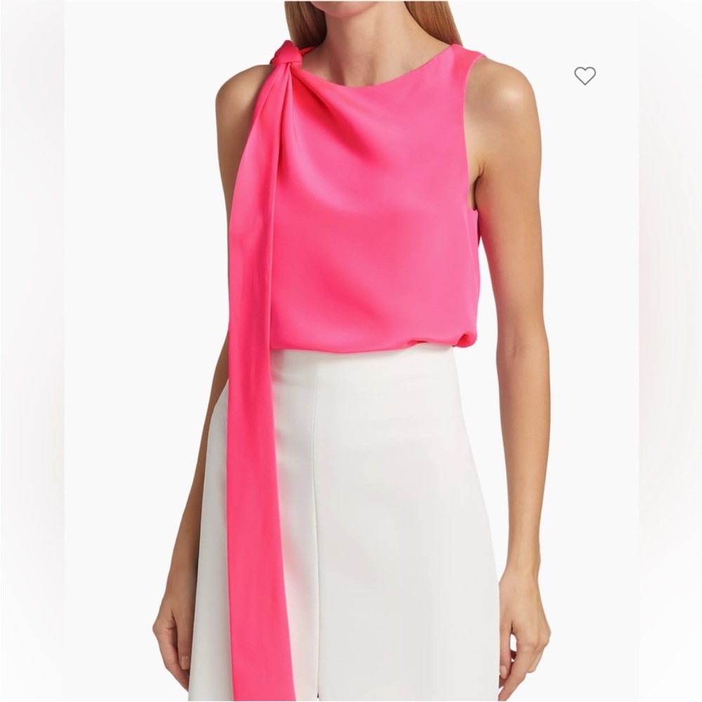 Halston Iliana Crepe Draped Top in Neon Pink SZ 10 NWT - Picture 1 of 8